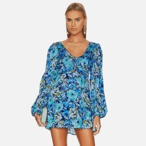 NWT Blue Floral Mini For Love and Lemons Dress